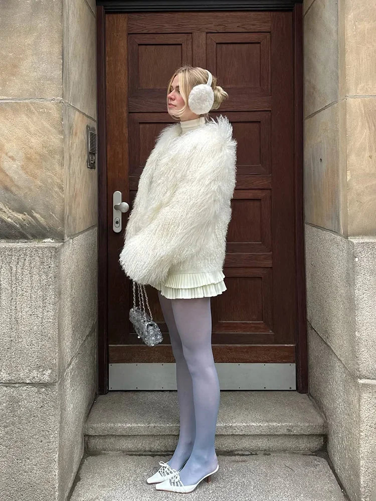 Fringe Fluffy Faux Fur Jacket