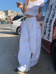 Parachute White Baggy Bow Printed Sweatpant