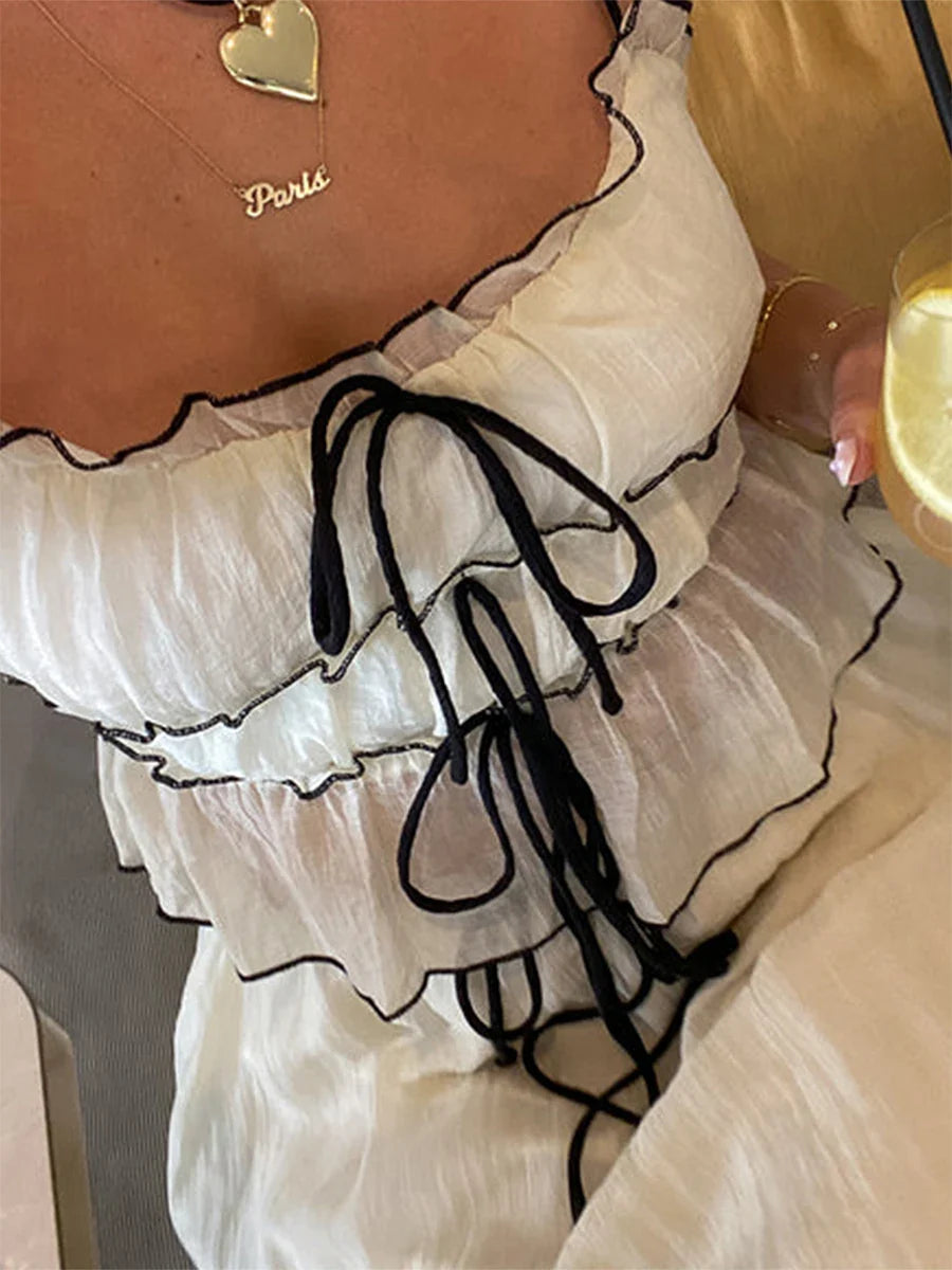 Cami Tie Up Top And Maxi Skirt Set