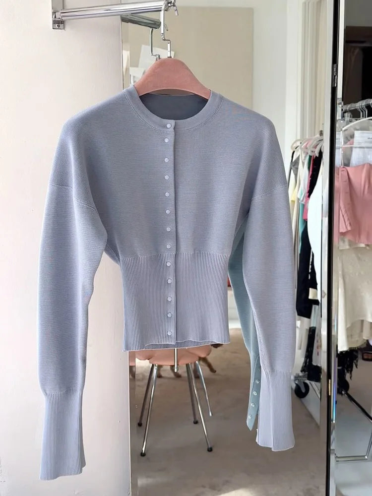 Knit Button Up Long Sleeve Top