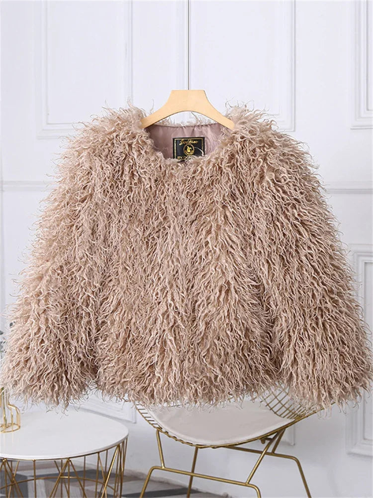 Fringe Fluffy Faux Fur Jacket