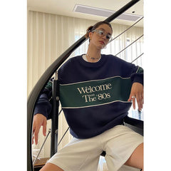 Blue Letter Print Sweatshirt