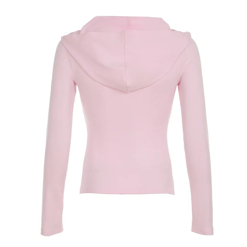 Solid Zipper Hoodie Sports Yoga Top