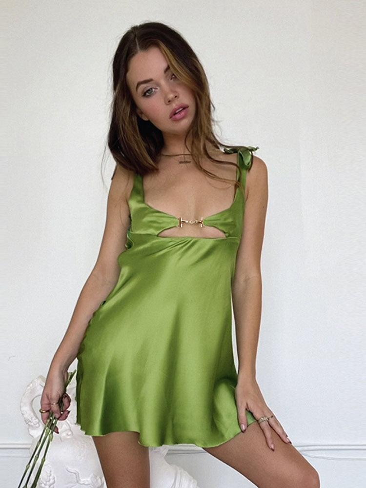 Averil Satin Chain Cut Out Dress
