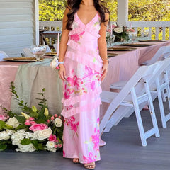 Ruffle Trim Cami Maxi Dress