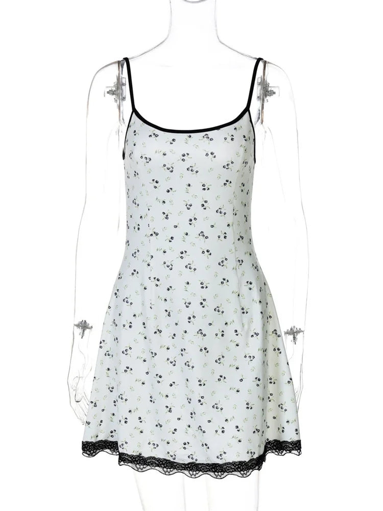 White Printed Cami Babydoll Dress