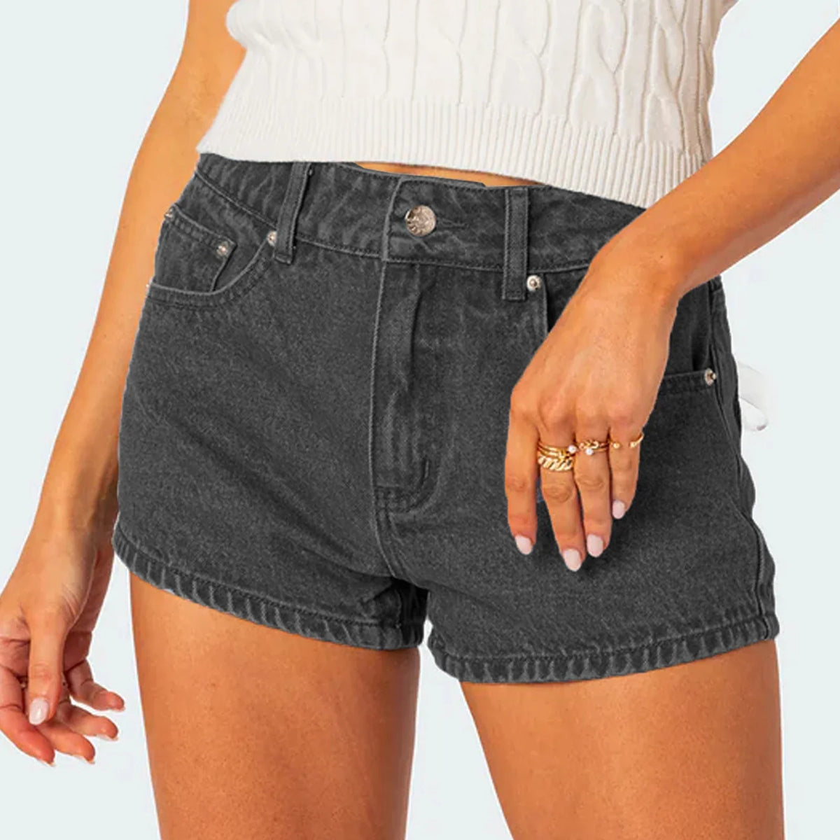 Playful Denim Shorts with Decorative Back Bows