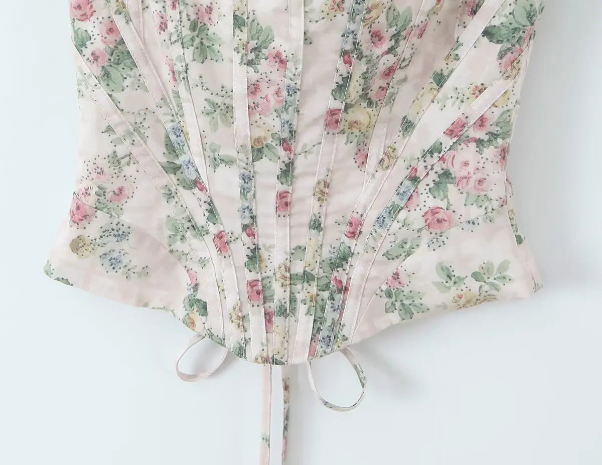 Floral Print Corset Top
