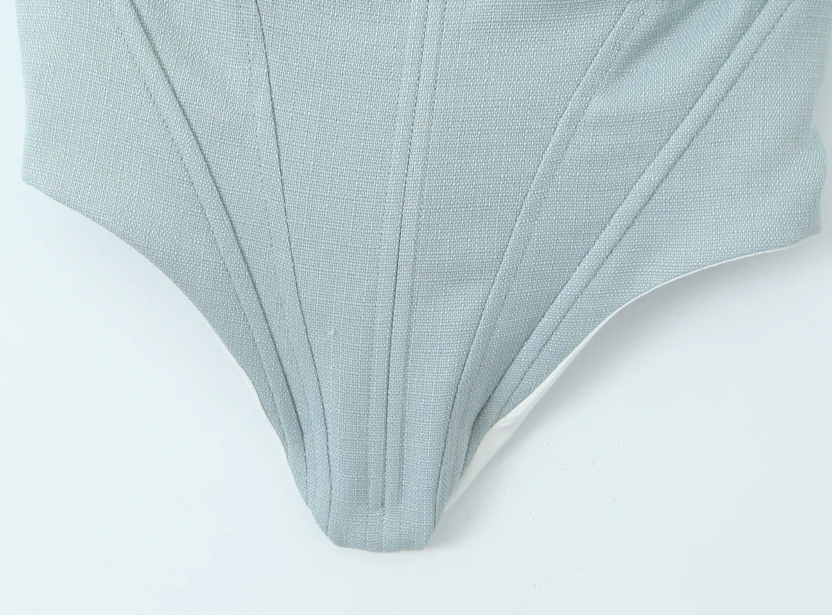 Grey Frill Trim Corset Top