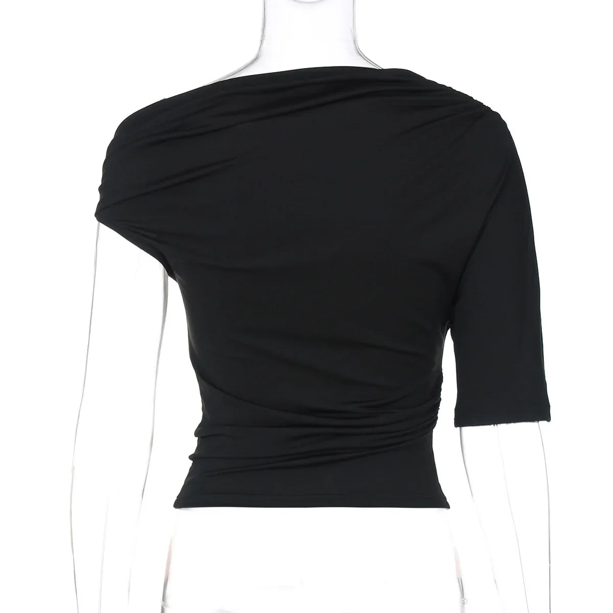 One Shoulder Asymmetrical Metal Ring Top