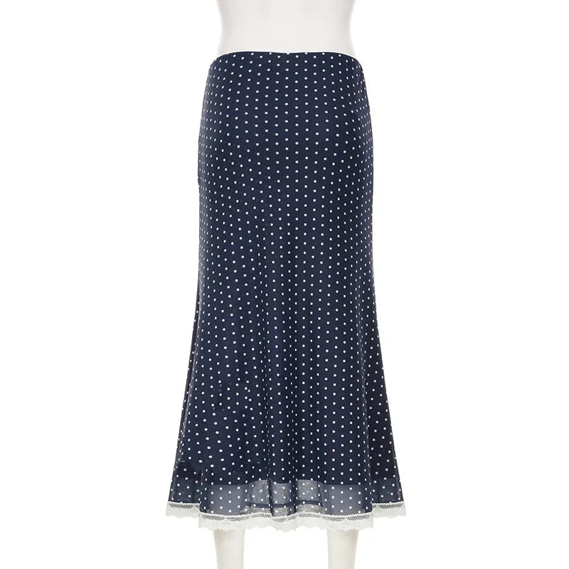 Polka Dot Lace Maxi Skirt