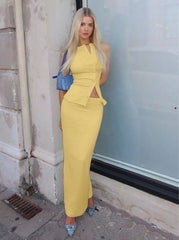 Havanna Ribbed Maxi Skirt Set