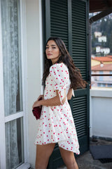 White Polka Dot Short Sleeve Mini Dress