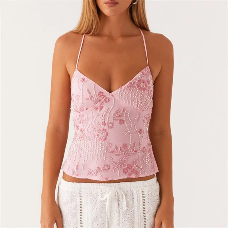 Sequin V-Neck Cami Top â€?Shiny & Stylish Fit