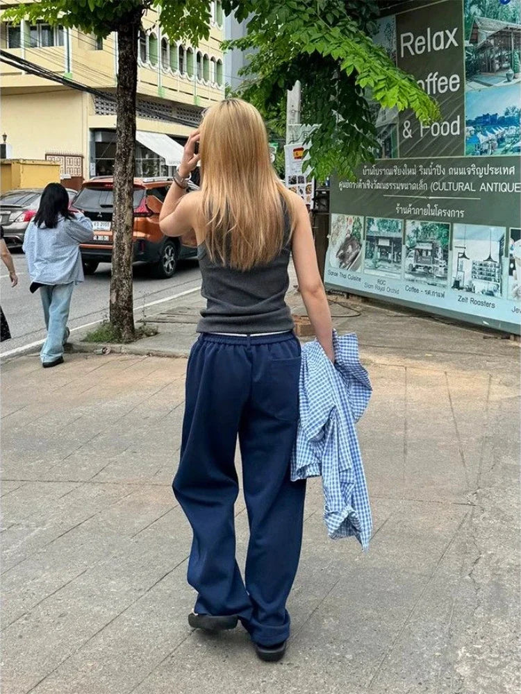 Blue Drawstring Belt Sweatpants