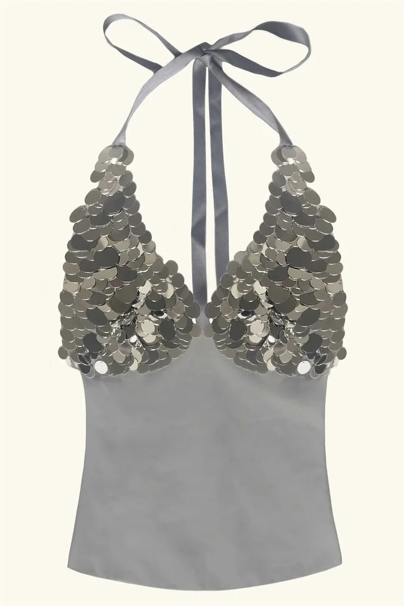 Sequin Shell Halter Top
