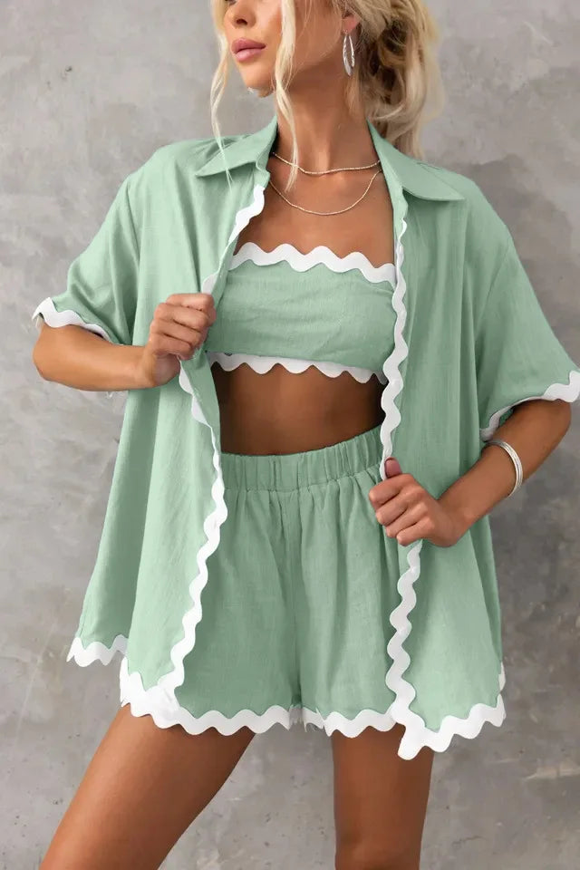 Zic Zac Patchwork Shirt And Shorts Set