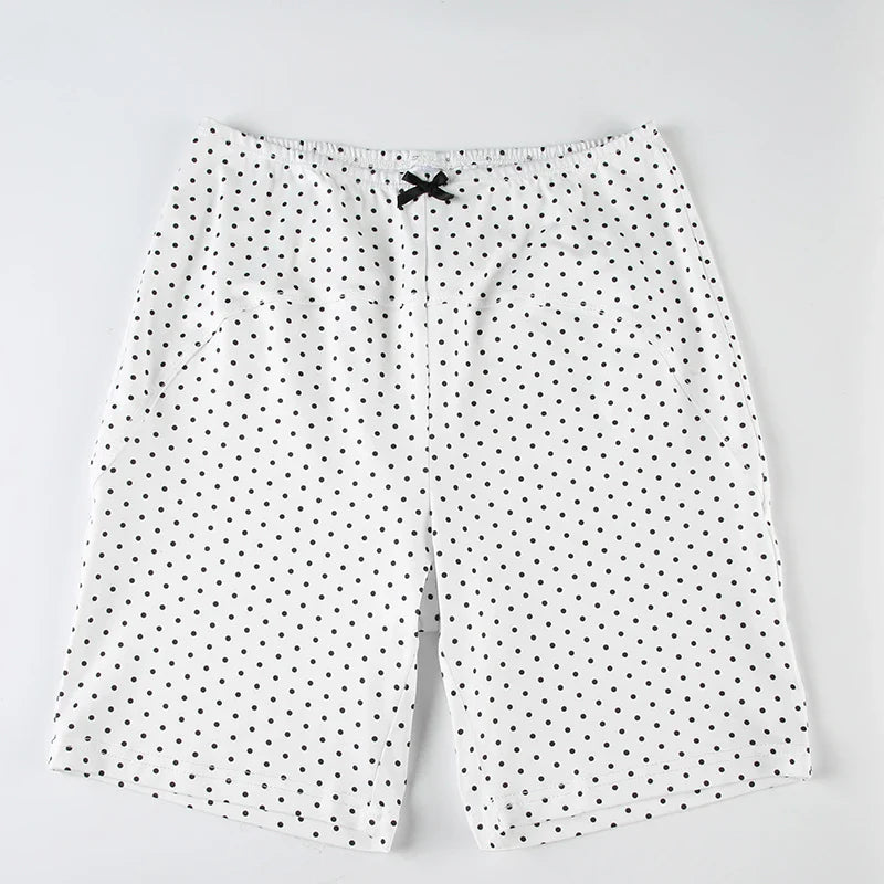 White Polka Dot Knee Length Capri Pants