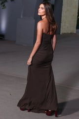 Black Twisted Cut-Out Strapless Maxi Dress