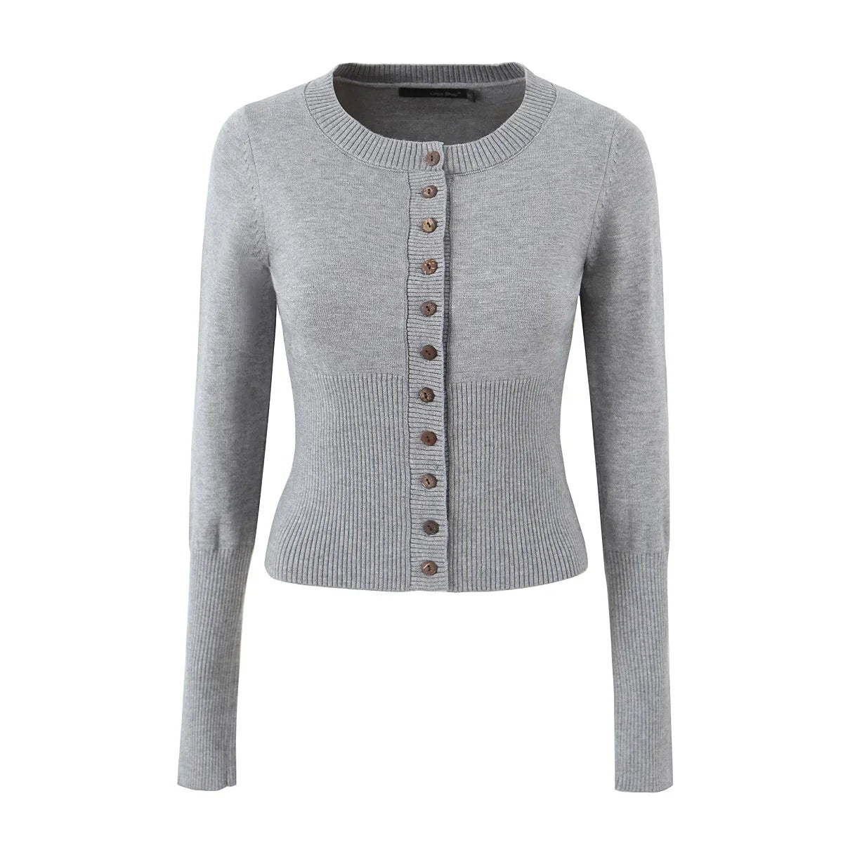 Knit Buttoned Long Sleeve Top And Pleated Mini Skirt