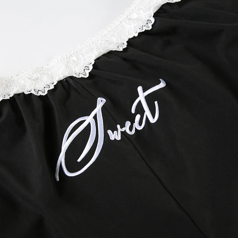 Lace Trim Loose Trousers