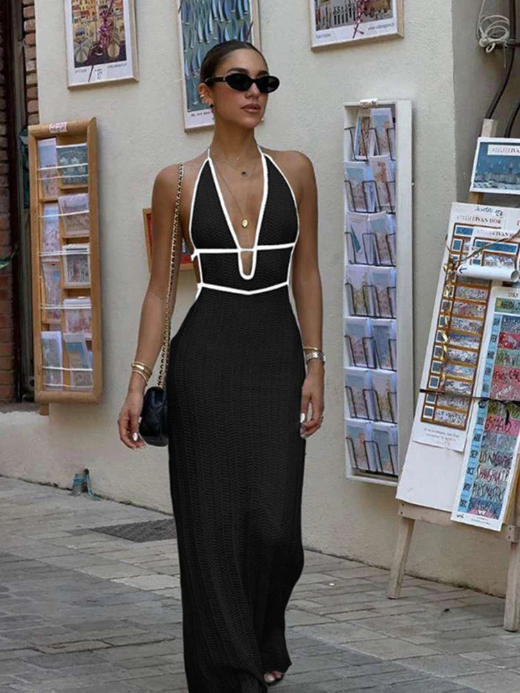 Seona Lace Up Halter Dress