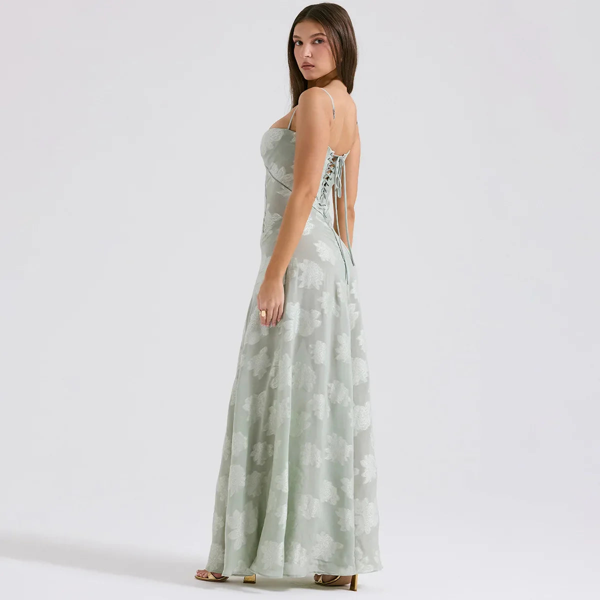 Floral Print Sheer Maxi Dress