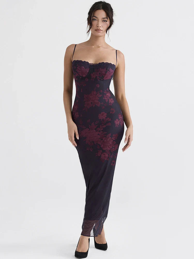Berry Bouquet Backless Floral Dress