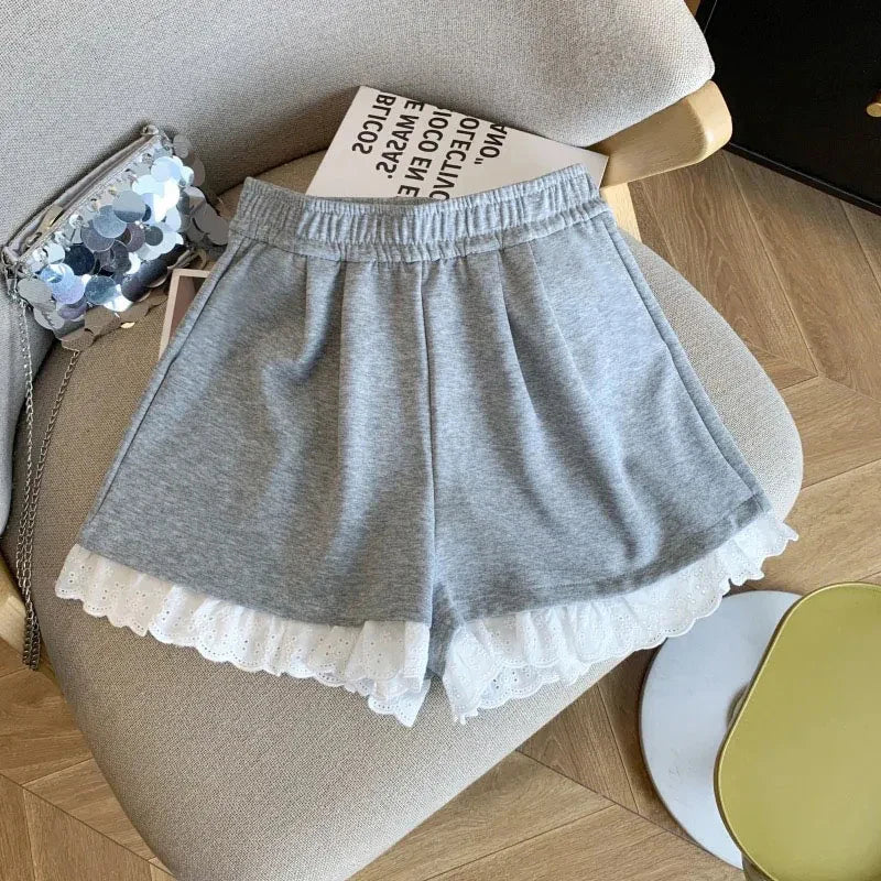 Lace Patchwork Sports Shorts