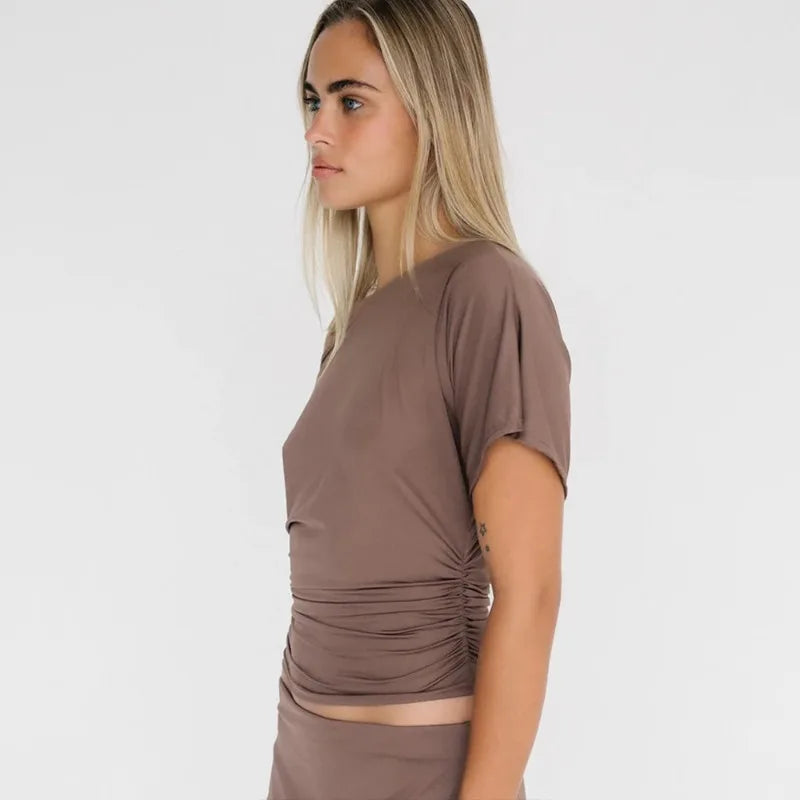 Asymmetrical One Shoulder Short Sleeve Top