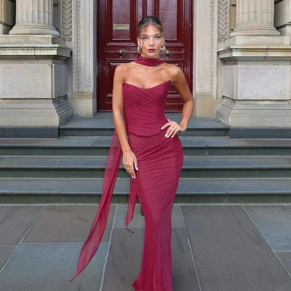 Bellamy Strapless Set With Scarf