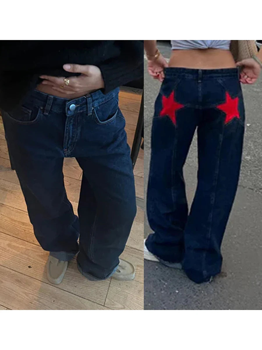 Stars Printed Pockets Denim Jeans