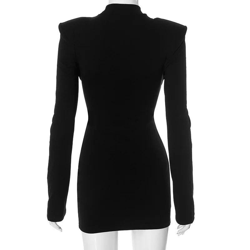 Black Long Sleeve Cut Out Twisted Mini Dress