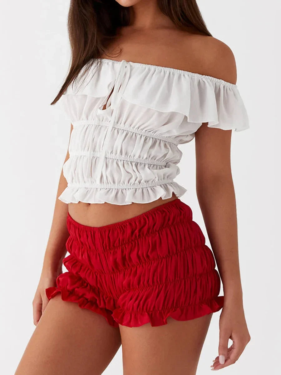 Ruched Low Waist Bloomers Shorts