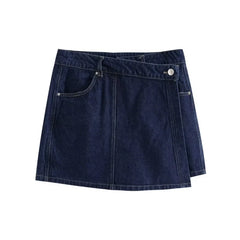 Demin Collar Crop Top and Skirt Set