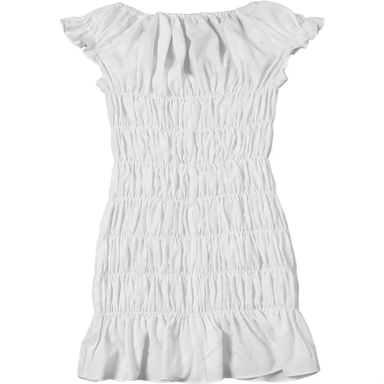Ruched Drawstring Short Sleeve Mini Dress