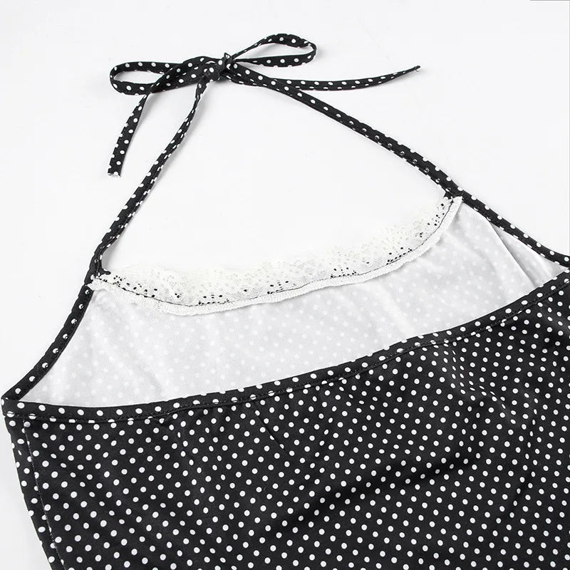 Black Polka Dot Cami Top And Capri Pants Set