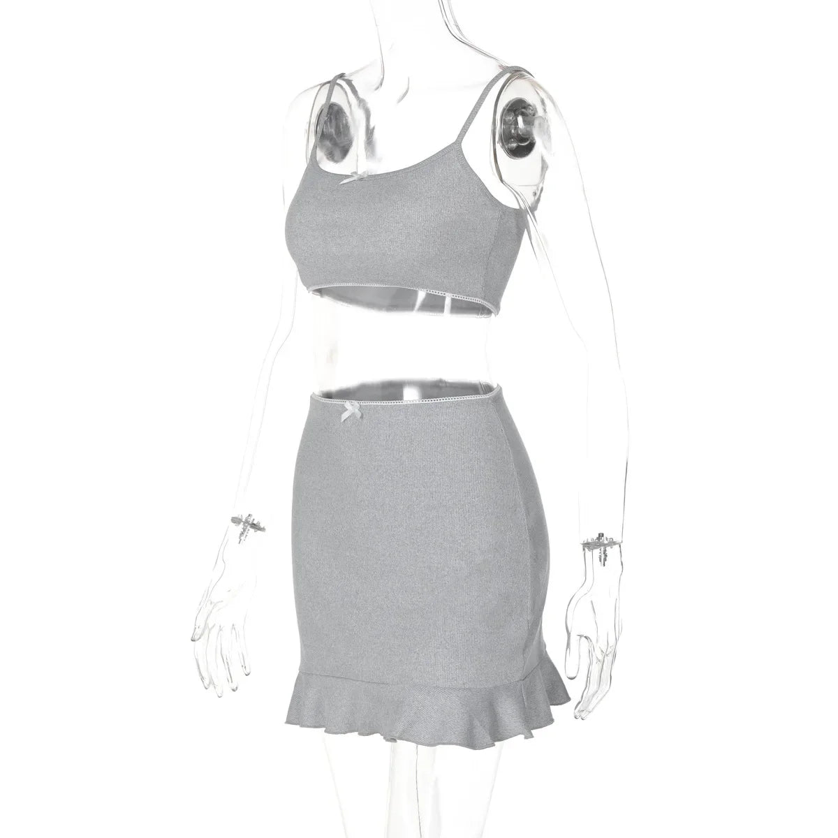 Bow Bralette And Mini Skirt Set