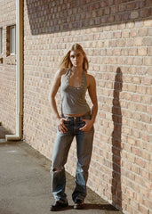 Metal Hollow Halter Neck Vest Top