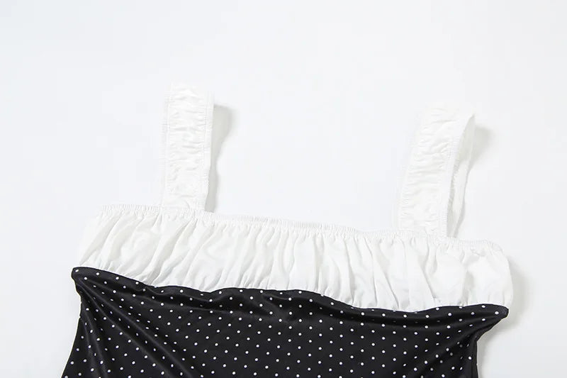 Black Polka Dot StrapTop And Capri Pants Two Piece Set