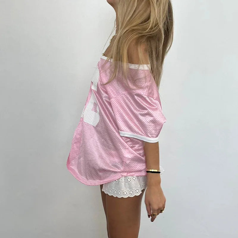 Pink Jersey Number Top