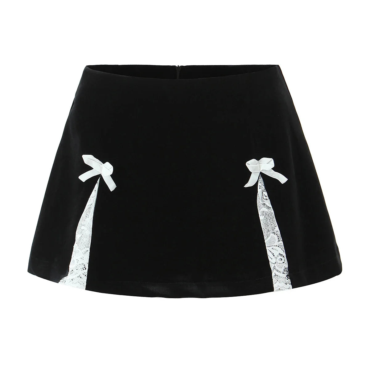 Black Velvet Lace Up Corset Top And Mini Skirt Set
