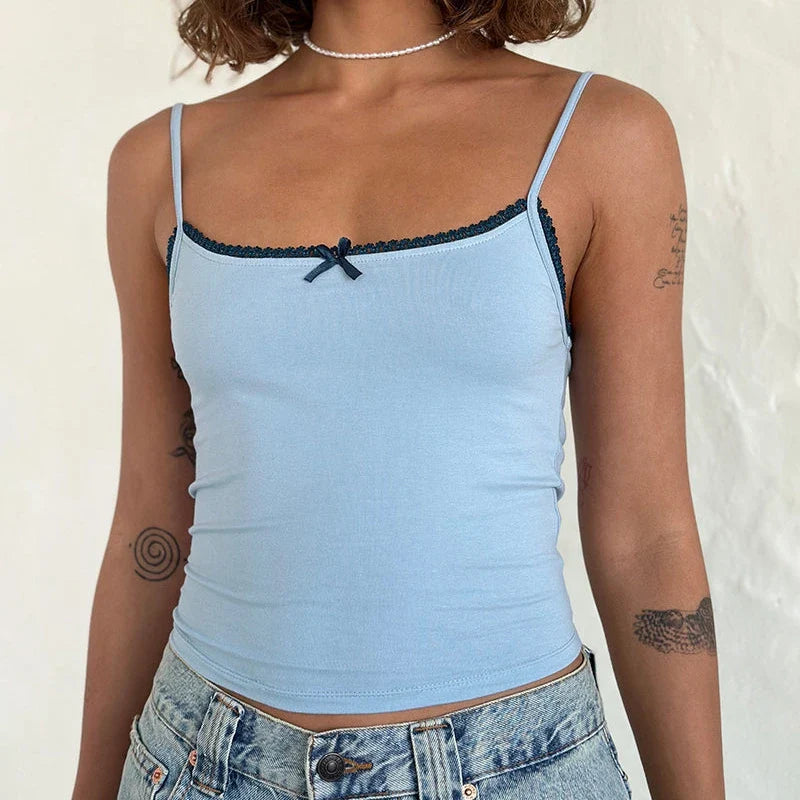 Lace Trim Two Tone Cami Top