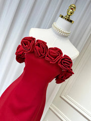 3D Flower Off-Shoulder Tube Mini Dress