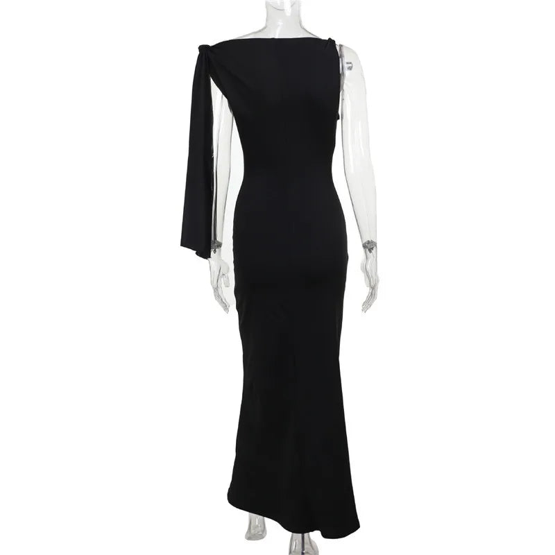 One Shoulder Tie Up Maxi Dress