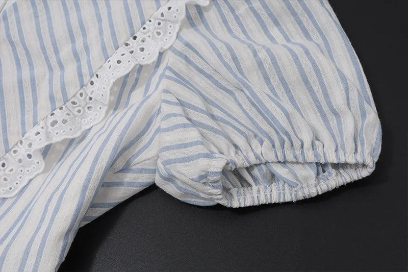 Blue Stripe Collar Mini Dress