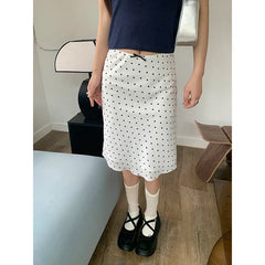 White Polka Dot Midi Skirt