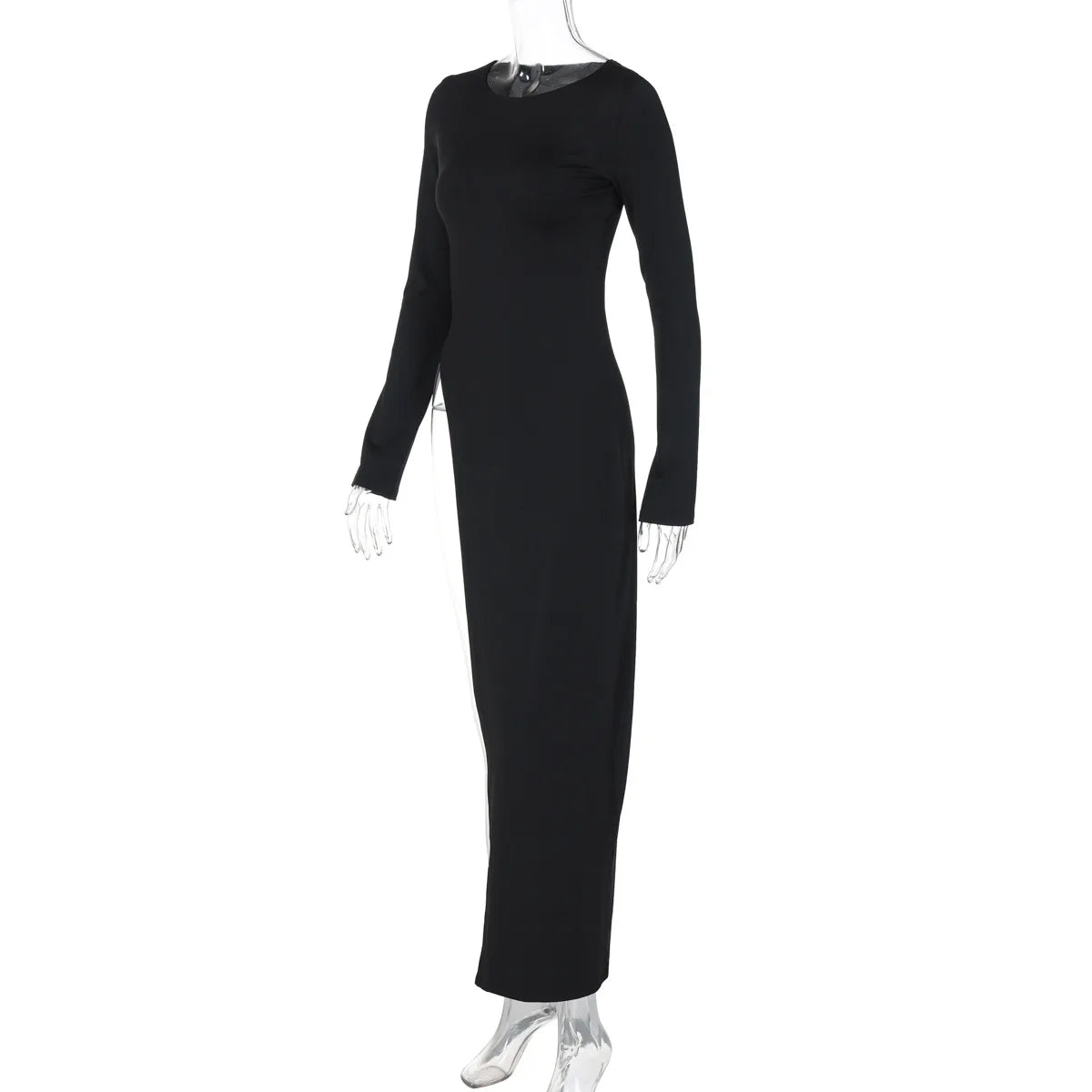 Black Asymmetrical Long Sleeve High Slit Top