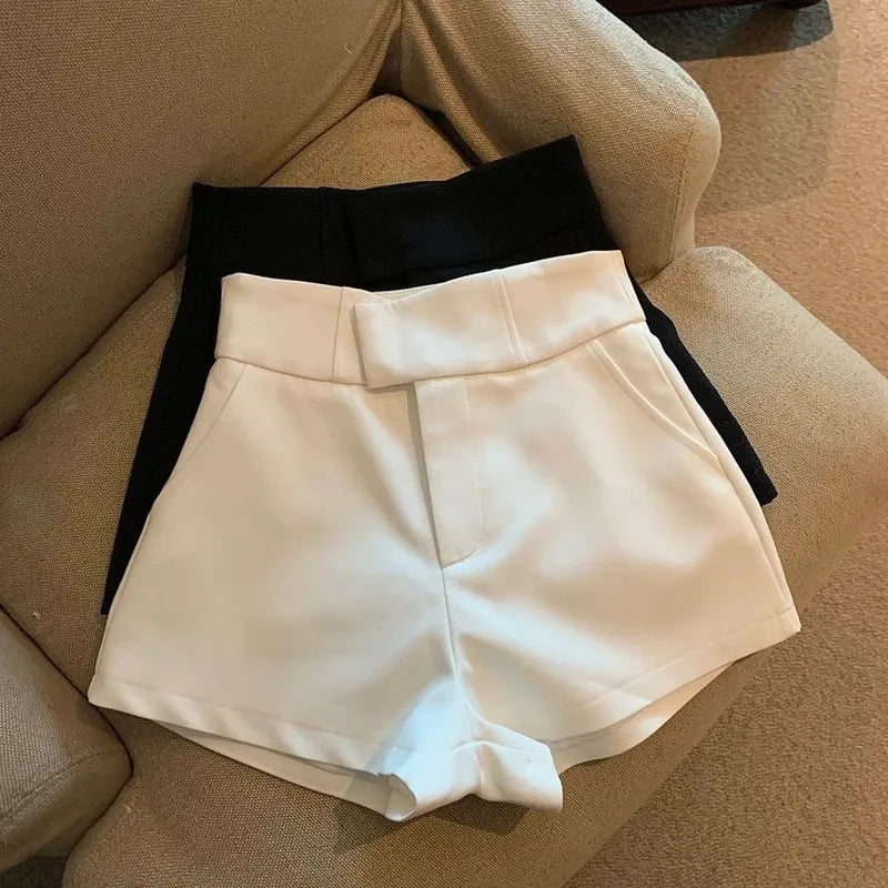 High Waist Solid Shorts For Women