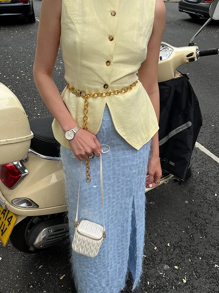 Blue Sequin Tube Top And Maxi Skirt